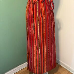Vintage 1970’s Woman’s Guatemalan Striped Multicolor Maxi Wrap Skirt